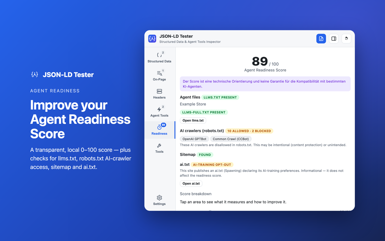 JSON-LD Tester – Structured Data & Agent Tools Inspector - 截图 5