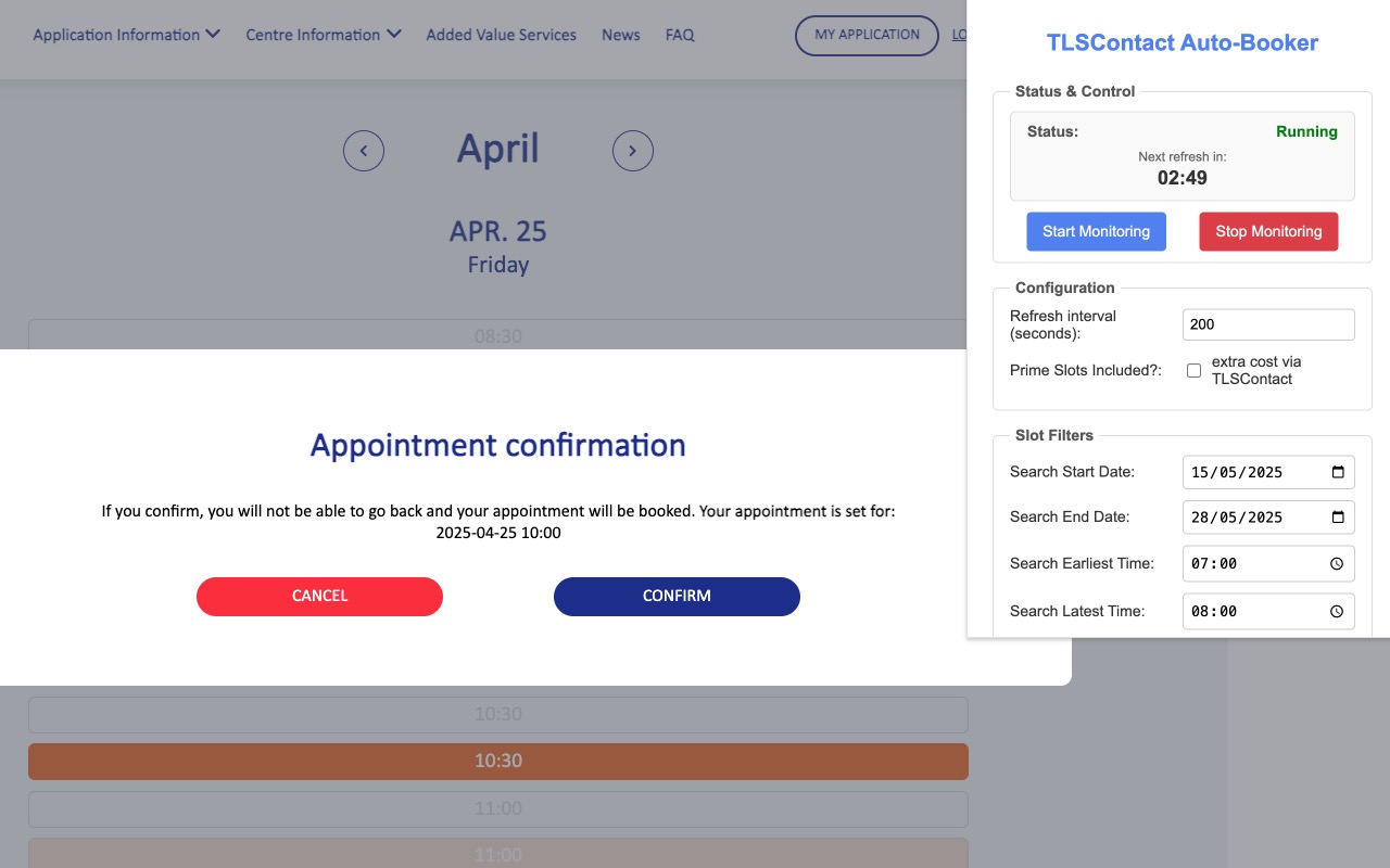 TLSContact Appointment Booker for Schengen Visa - 截图 2