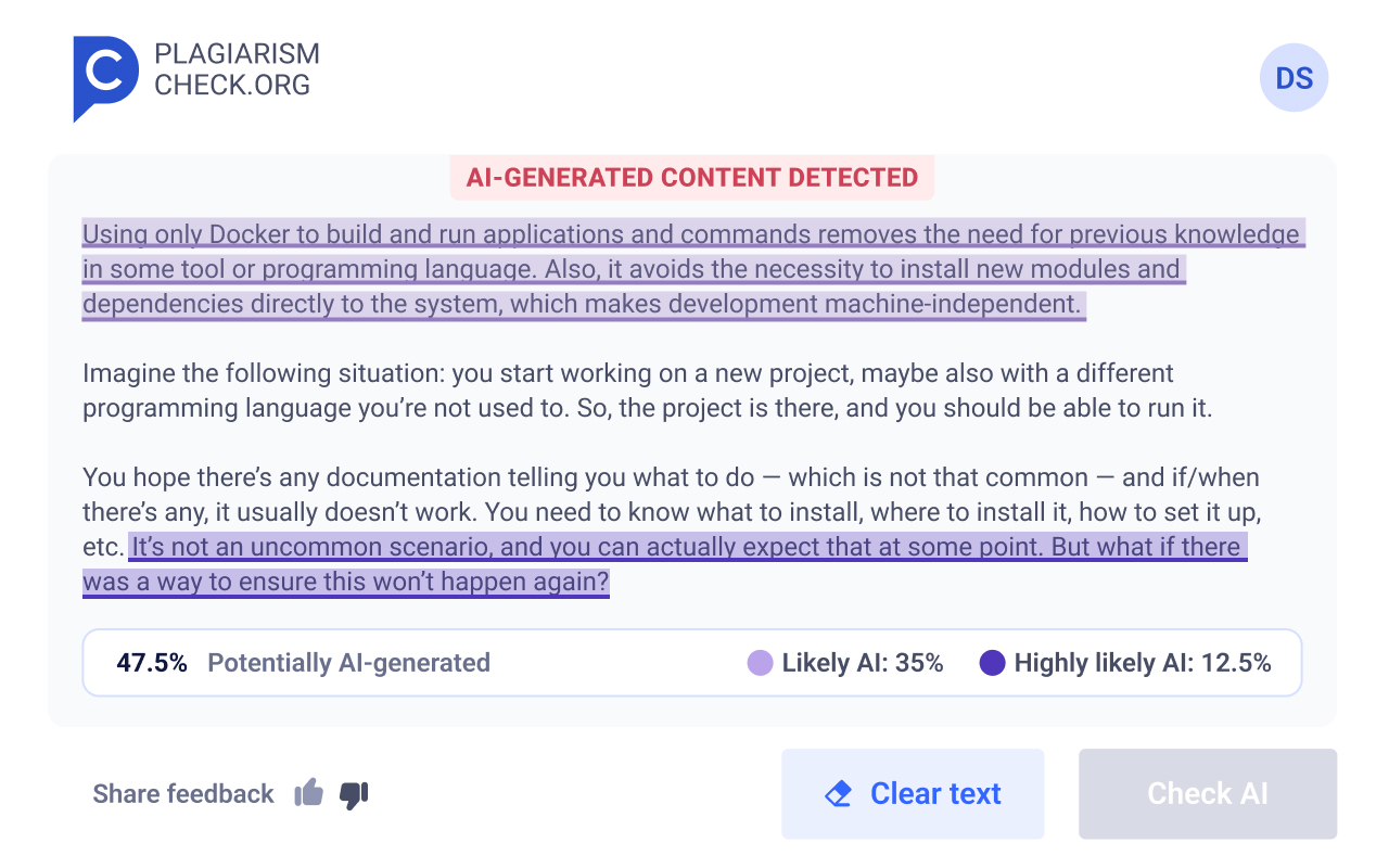 Trace GPT AI Detector by PlagiarismCheck.org - 截图 5