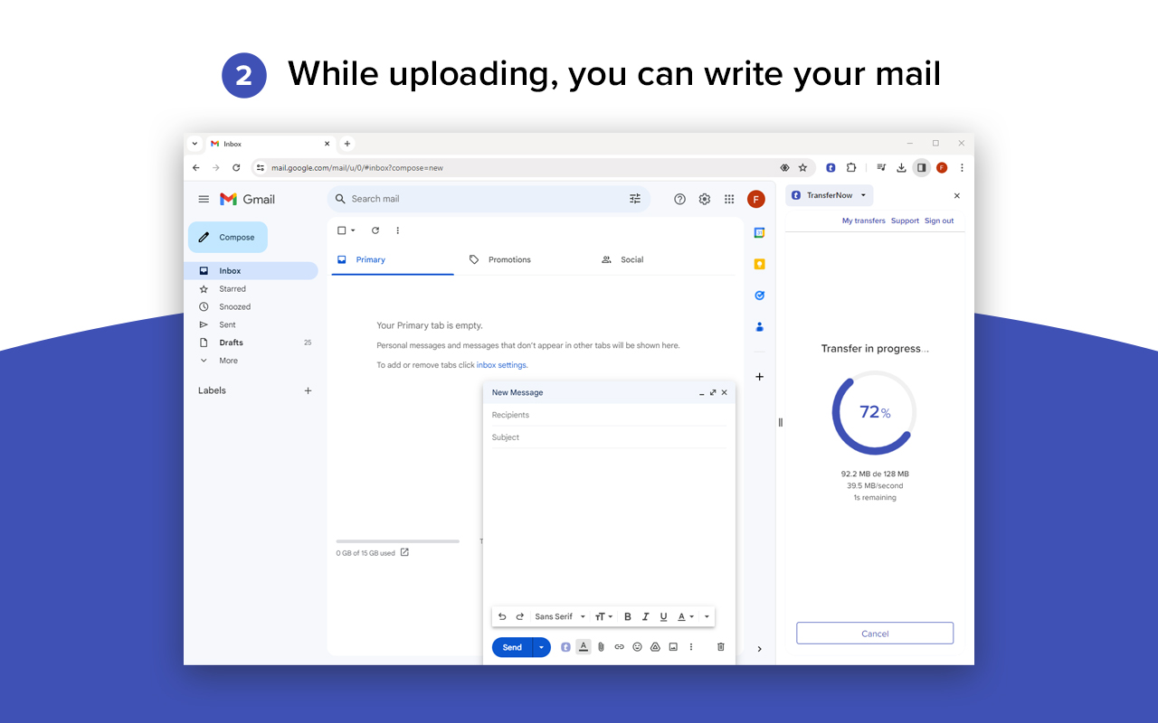 TransferNow for Chrome and Gmail - 截图 2