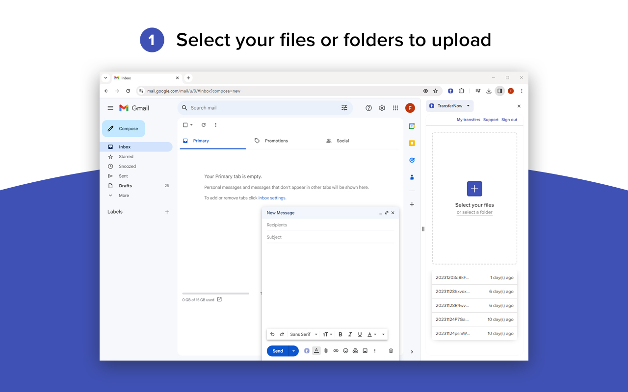 TransferNow for Chrome and Gmail - 截图 3