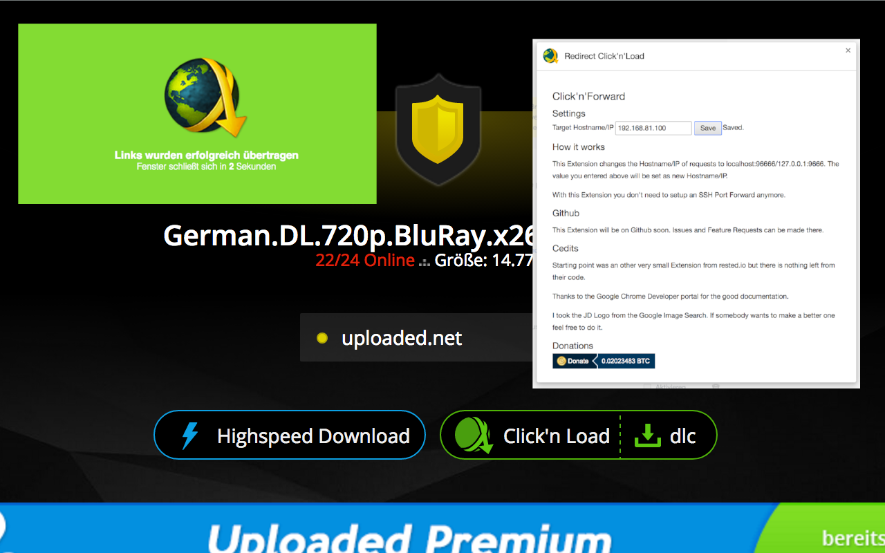 Redirect Click'n'Load - 截图 1