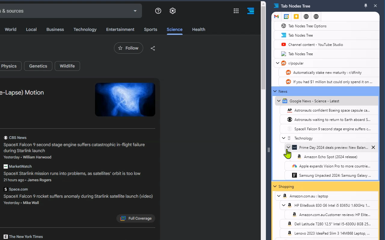 Tab Nodes Tree - Vertical Tree Style Tabs in Side Panel - 截图 5