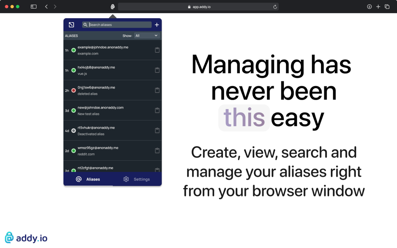 addy.io - Protect Your Email With Aliases - 截图 1