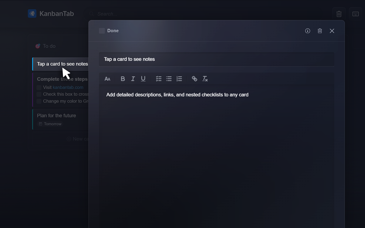 KanbanTab — New Tab To-Do List - 截图 2