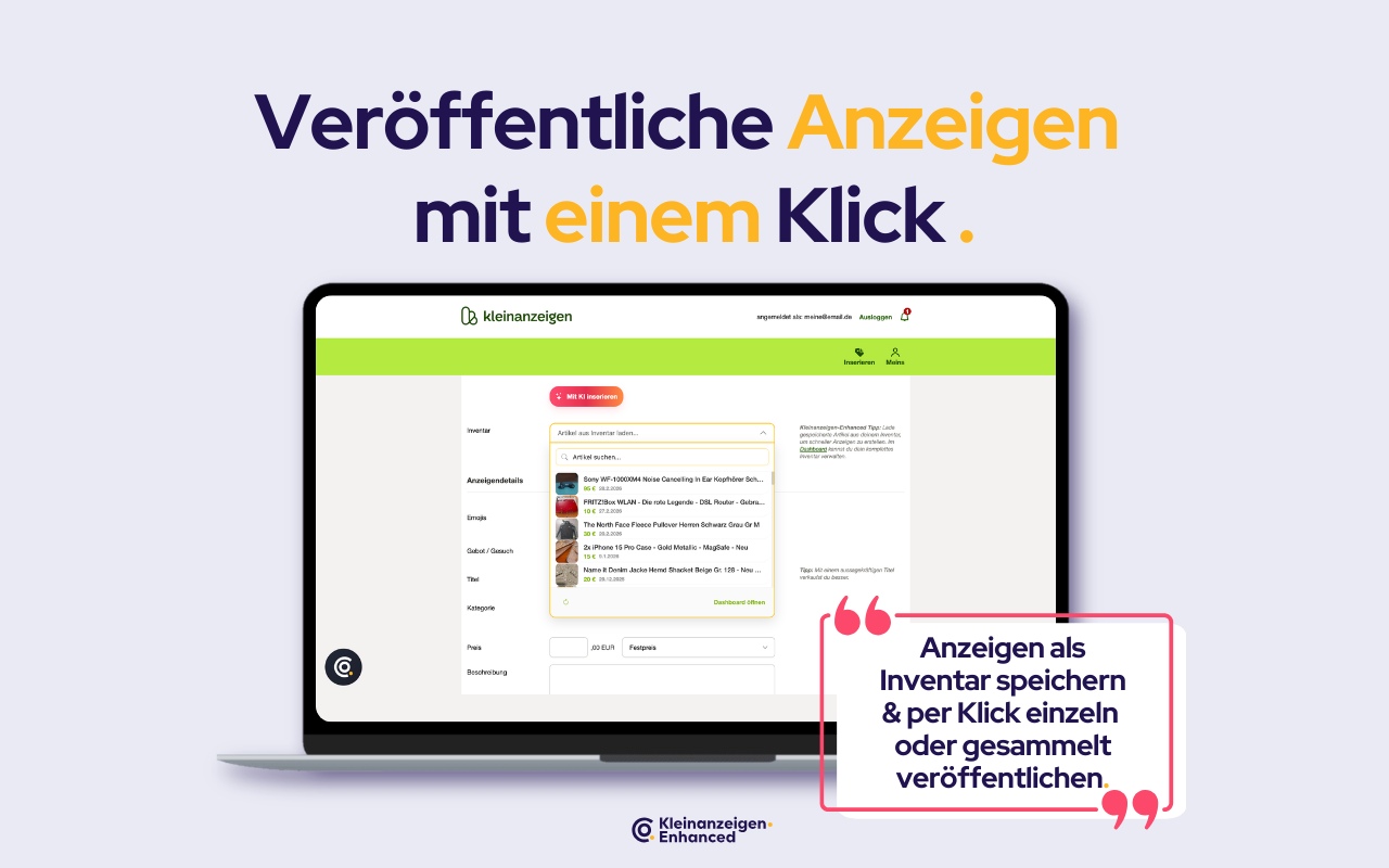 Kleinanzeigen-Enhanced: Zeit sparen beim Inserieren - 截图 1