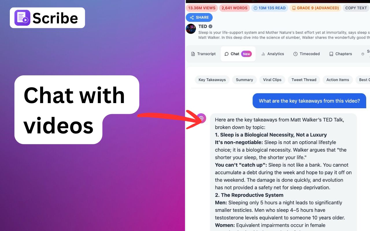 Transcribe & Chat to Videos | Scribe - 截图 3