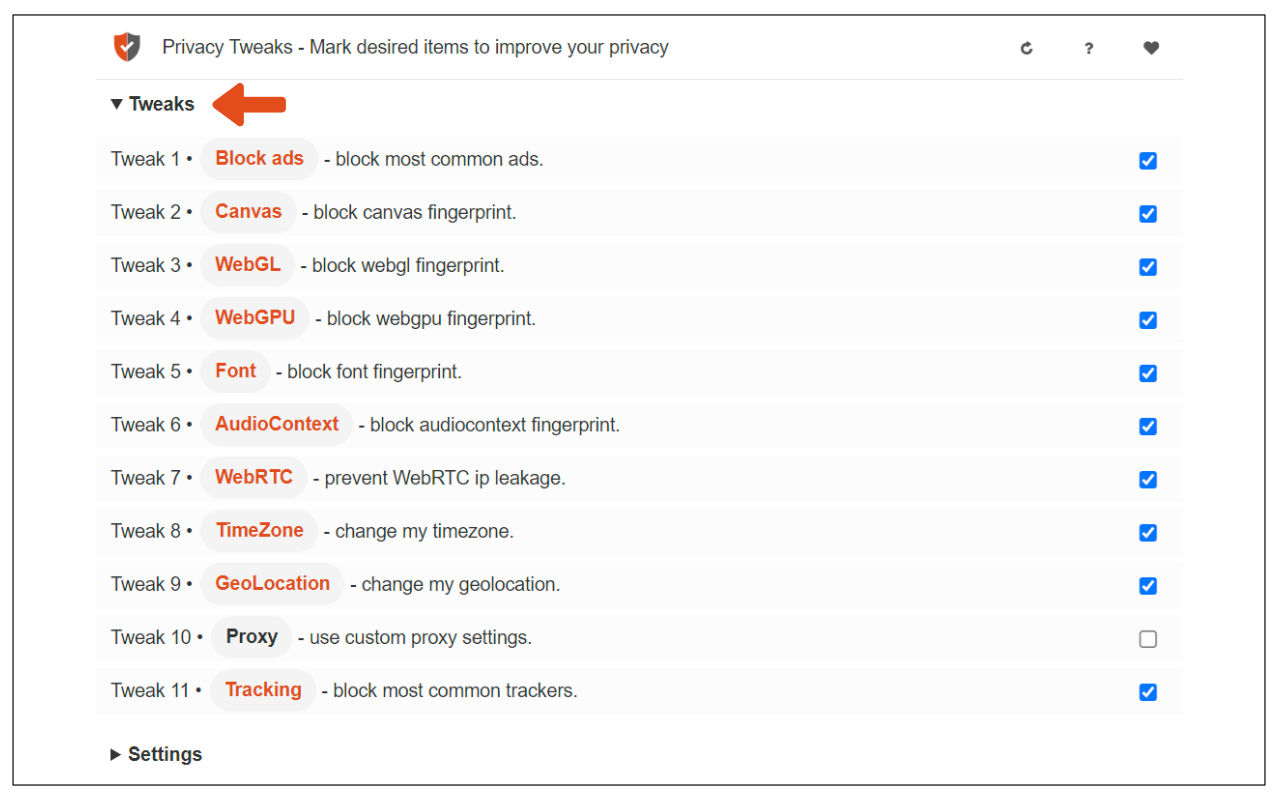 Privacy Tweaks - 截图 2