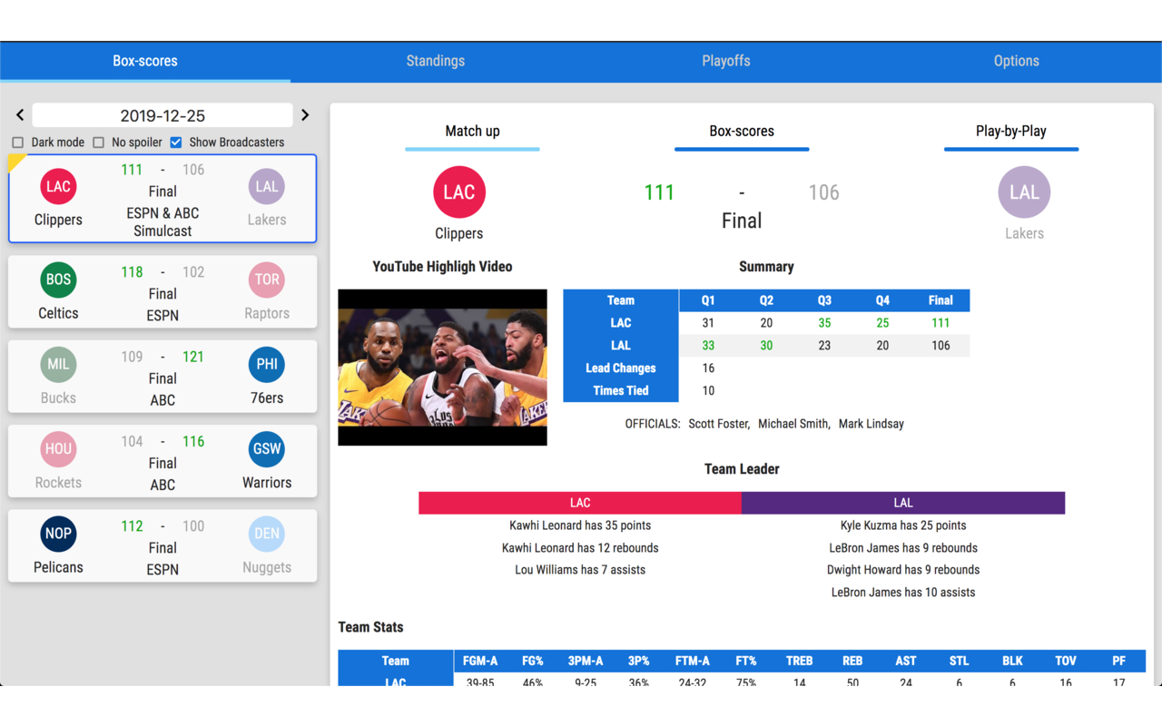 Basketball Box Scores - 截图 3