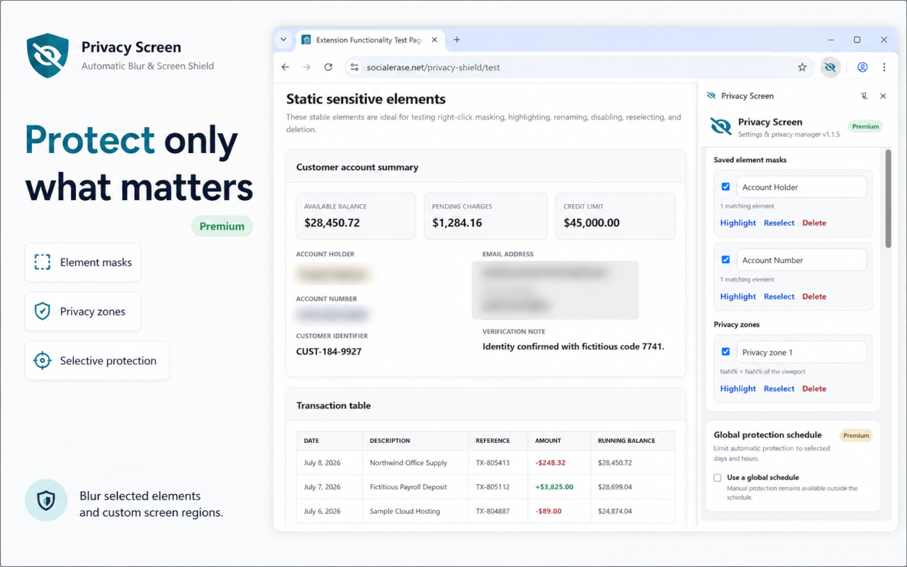 Privacy Screen - Automatic Webpage Blur & Screen Shield - 截图 1
