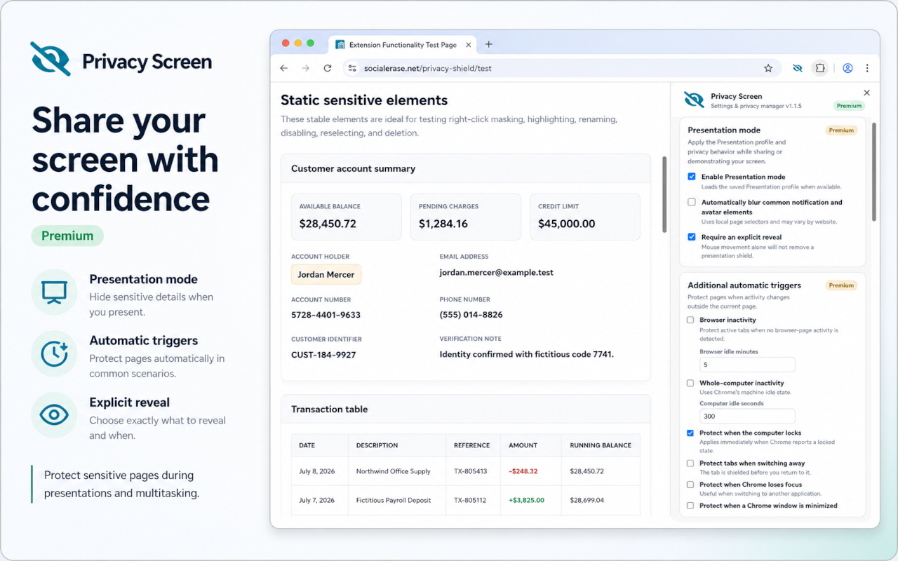 Privacy Screen - Automatic Webpage Blur & Screen Shield - 截图 2