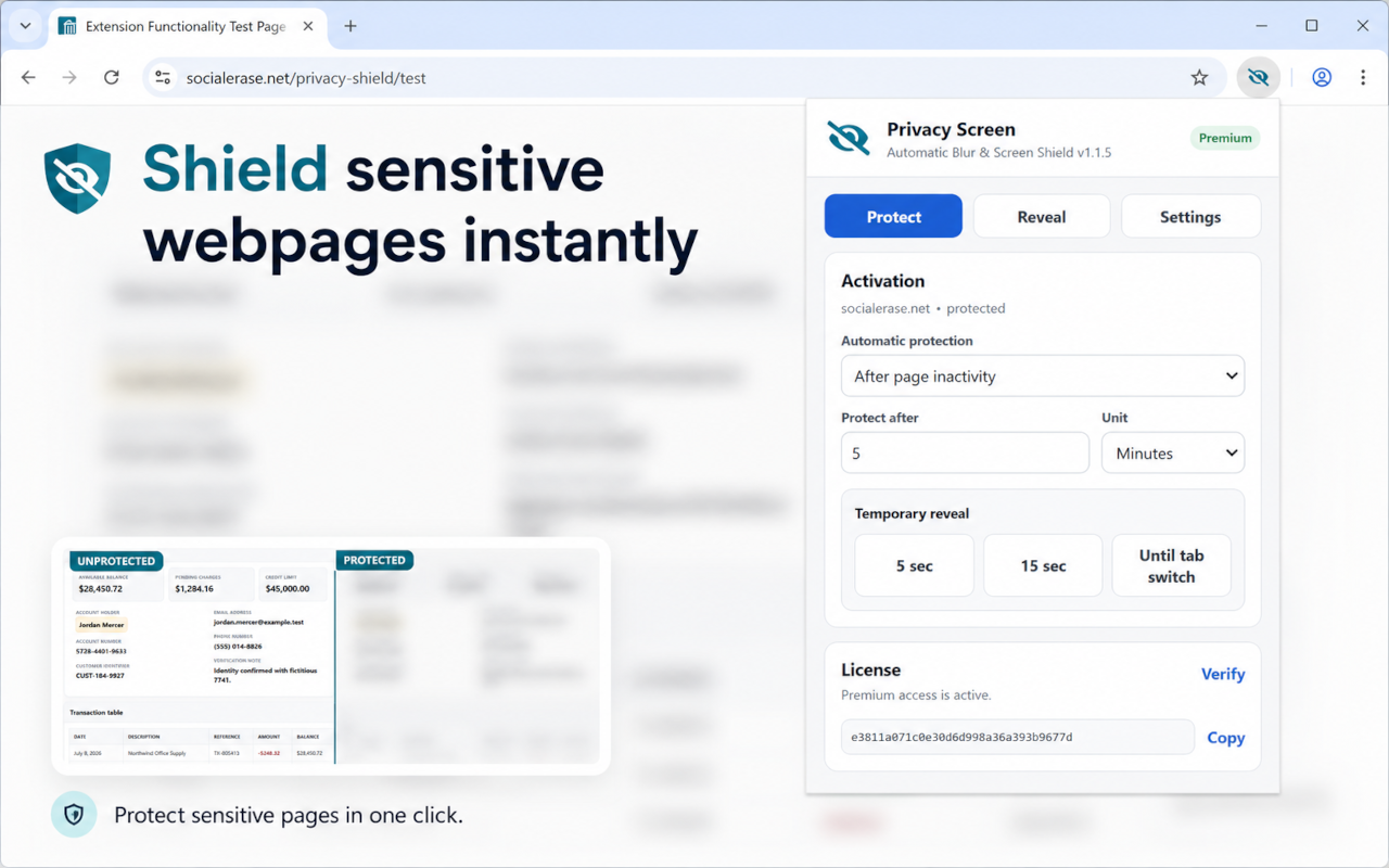 Privacy Screen - Automatic Webpage Blur & Screen Shield - 截图 4