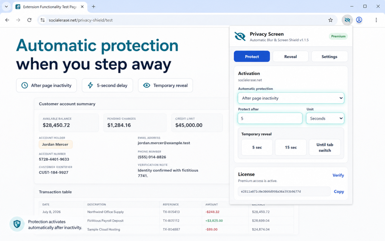 Privacy Screen - Automatic Webpage Blur & Screen Shield - 截图 5