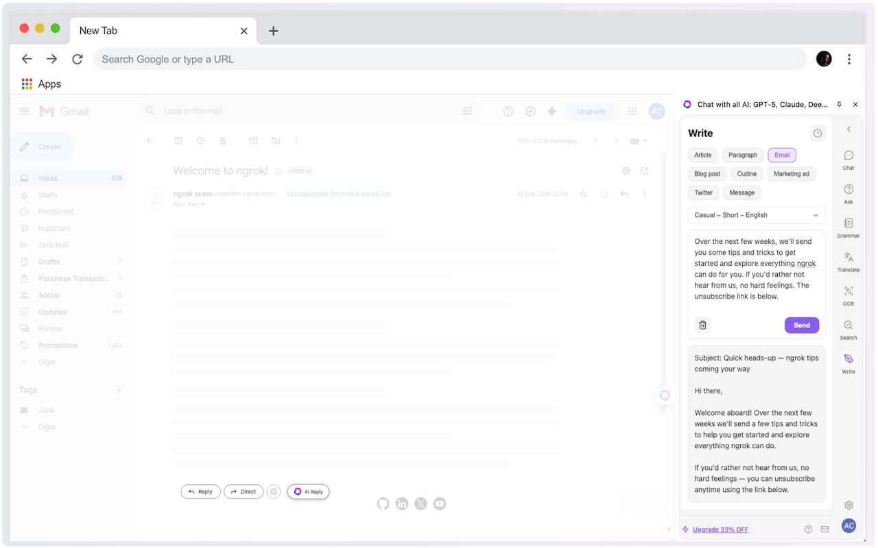 AI Sidebar - 与 Claude、Deepseek、Gemini、Grok 聊天 - 截图 4