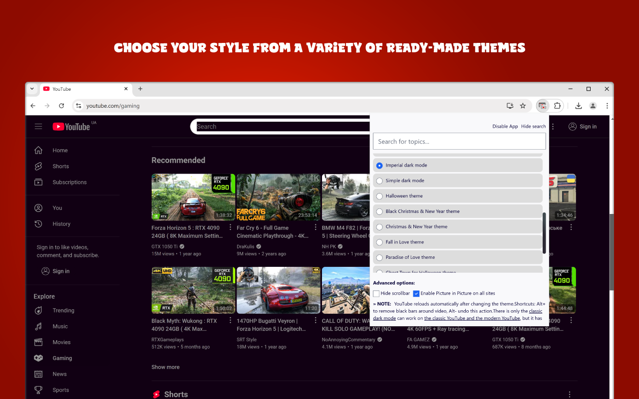 自定義 YouTube Styler - 截图 2
