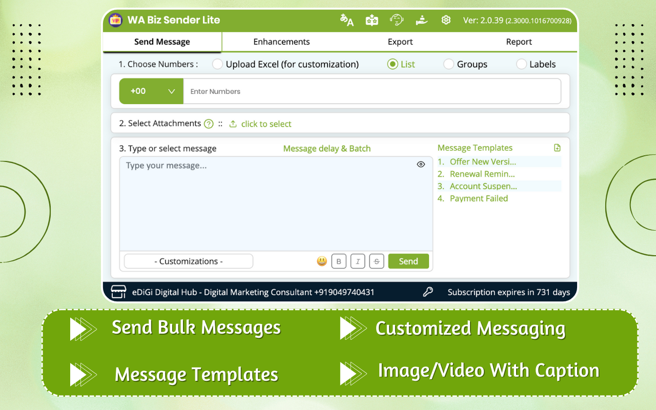 WABiz Free Bulk Sender (Lite) - 截图 2