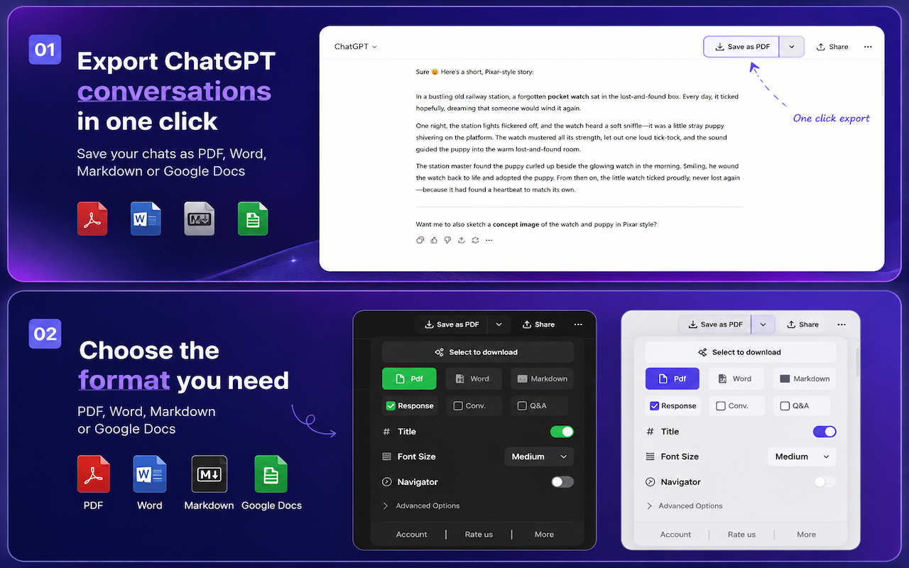 ChatGPT 转 PDF、Word、Markdown 和 Google Docs - 截图 3