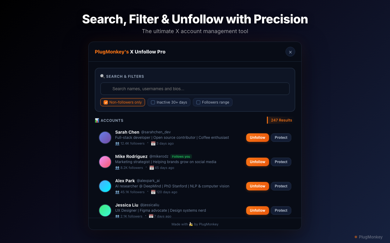 X Unfollow Pro - Search, Filter & Unfollow Twitter Accounts - 截图 3