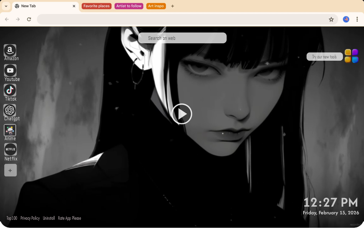 Goth Anime Girl Monochrome Live Wallpaper - 截图 1