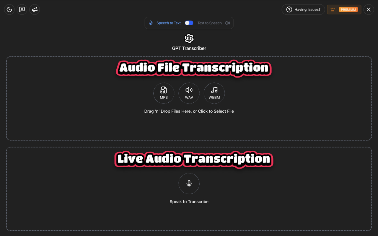ChatGPT Reader/Transcriber: Free AI Text to Speech/Speech to Text (TTS/STT) - 截图 5