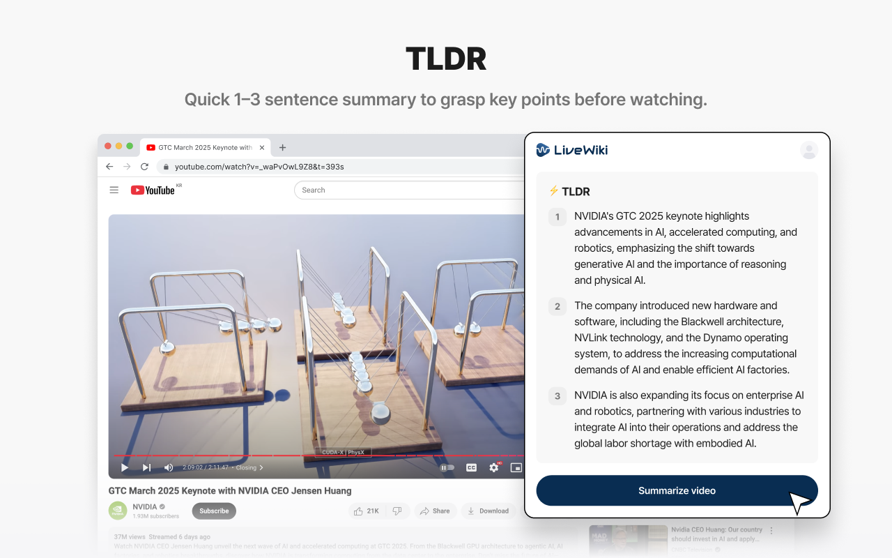 LiveWiki: YouTube Summarizer - 截图 1