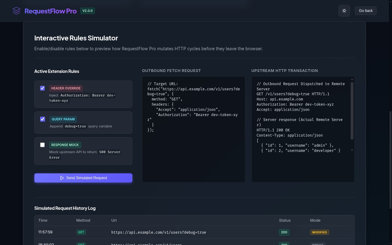 RequestFlow Pro — HTTP Request Header & Query Param Overrider - 截图 2