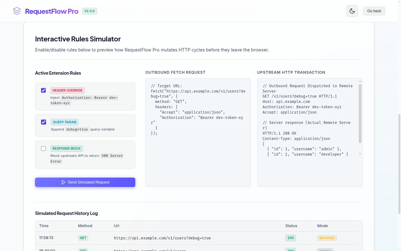 RequestFlow Pro — HTTP Request Header & Query Param Overrider - 截图 5