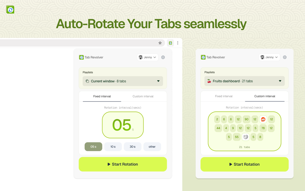 Tab Revolver – Auto rotate tabs for slideshow browsing - 截图 3