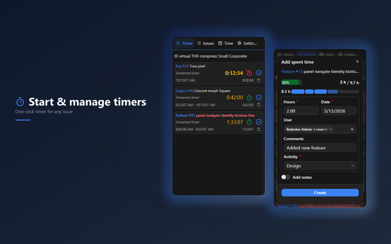 Redmine Time Tracking - 截图 1