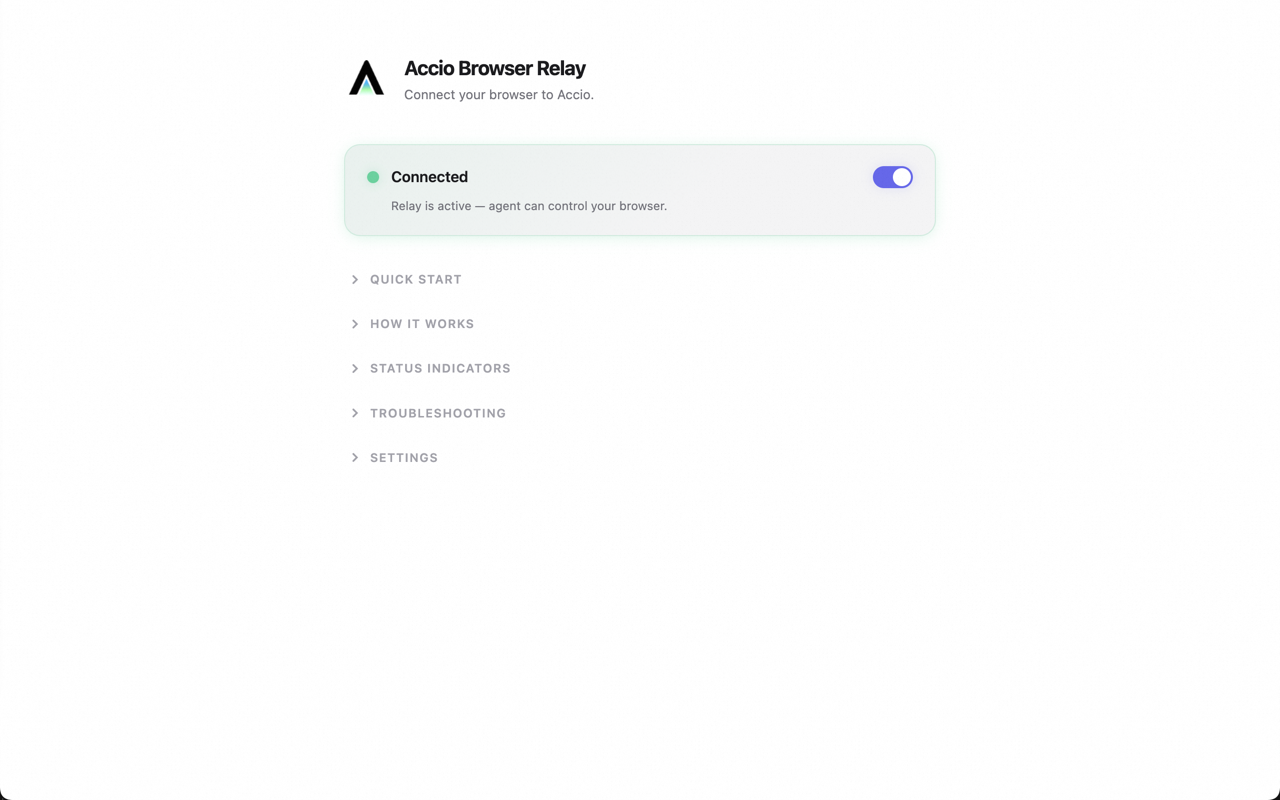 Accio Browser Relay - 截图 1
