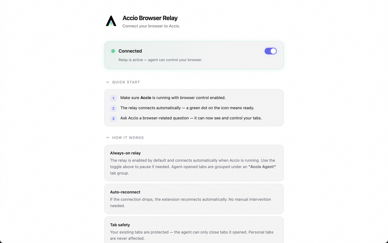 Accio Browser Relay - 截图 2