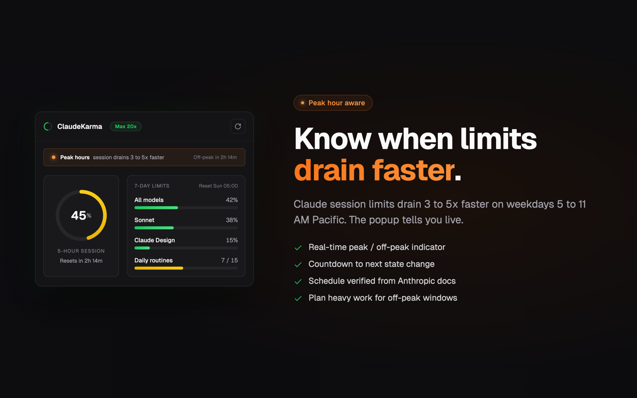 Claude Limit & Usage Tracker + Fable 5 - ClaudeKarma - 截图 4