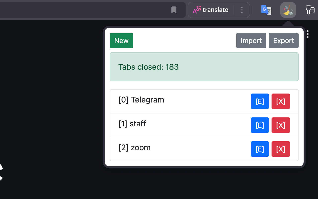 Tabs auto close - 截图 1