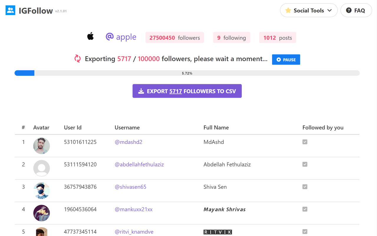 Follower Export Tool - 截图 2