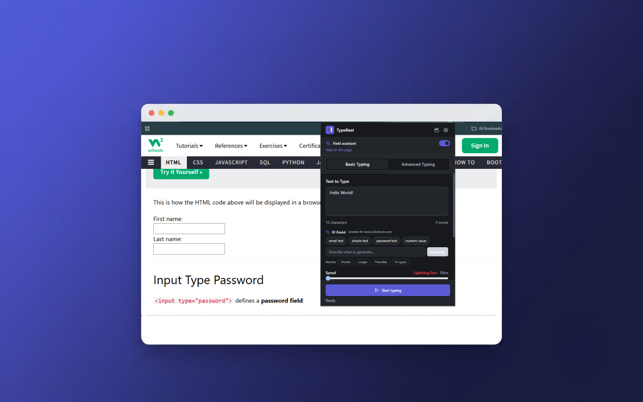 TypeReel — Realistic Typing Simulator & Auto Typer for Demo Videos - 截图 3