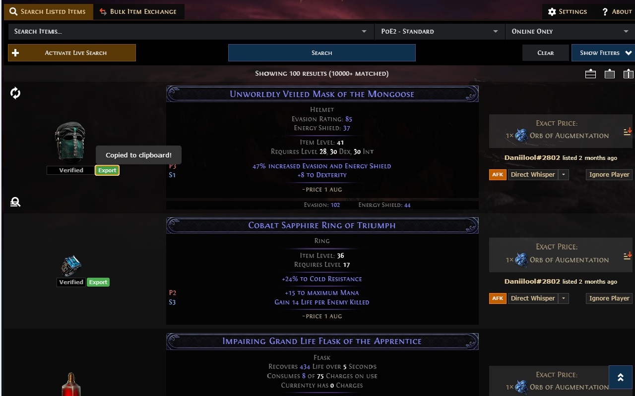 PoE2 Trade Item Exporter - 截图 1