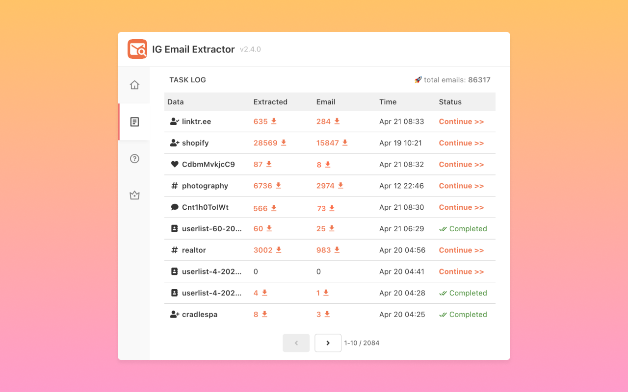 Email Scraper for Ins - 截图 2