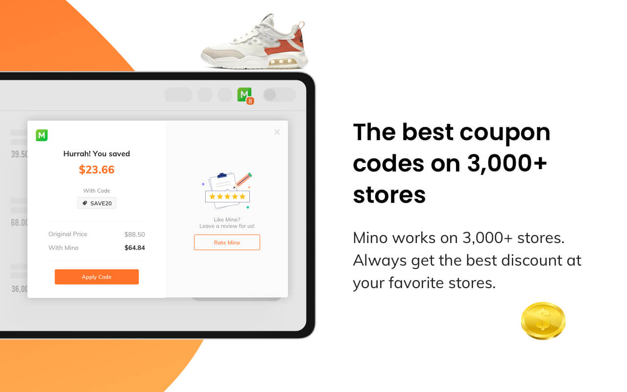 Mino: Automatic Coupons & Cash Back - 截图 2
