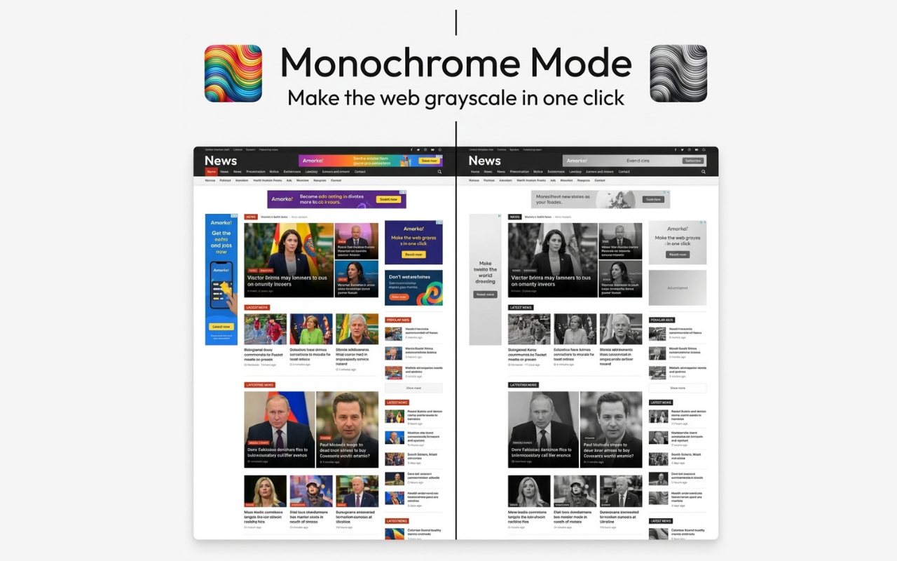 Monochrome Mode — 专为保持专注的灰度浏览 - 截图 2