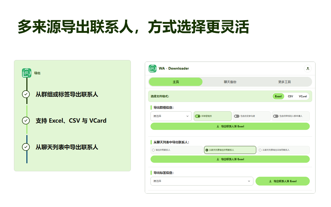 WhatsApp 聊天备份 & WhatsApp助手 - WhatsApp 联系人信息下载器 - 截图 3