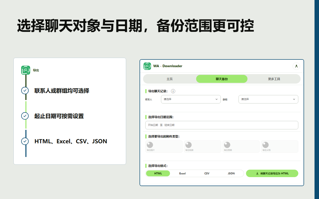 WhatsApp 聊天备份 & WhatsApp助手 - WhatsApp 联系人信息下载器 - 截图 4