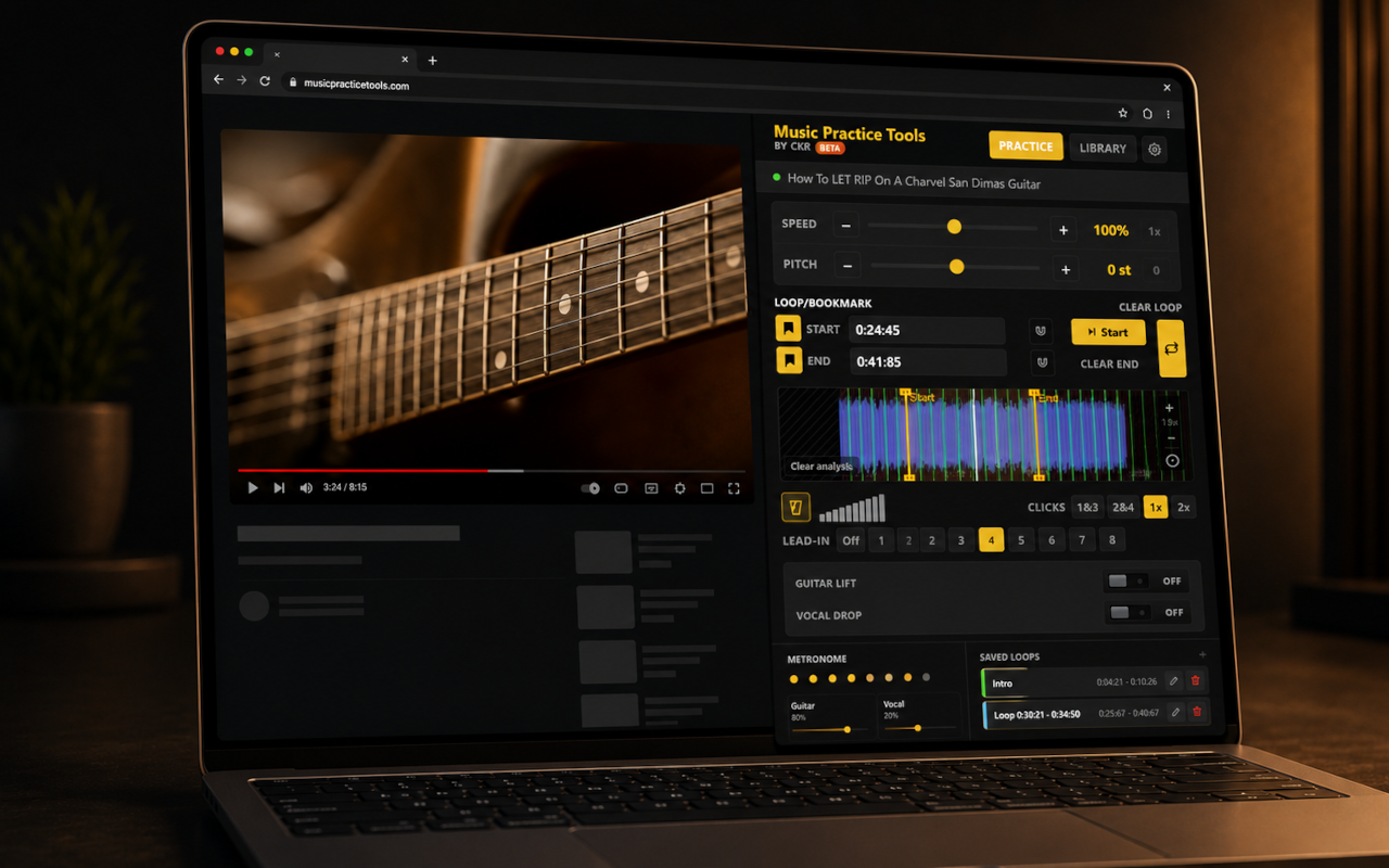 TransposeAny ♯ Change Key ♭ Pitch Shift ▲ Speed ⟳ A-B Loop ♩ Chords - 截图 2