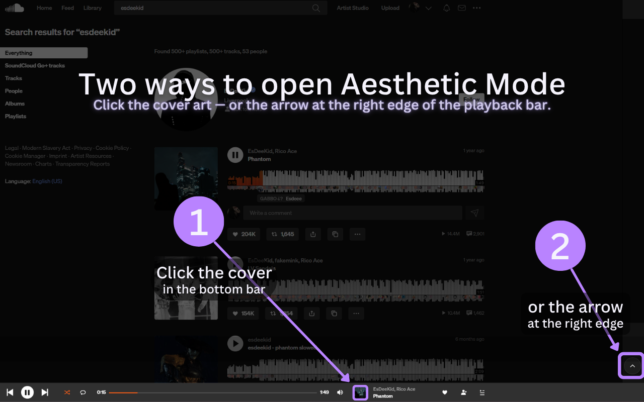 SoundCloud Aesthetic Player — Fullscreen Now-Playing - 截图 2