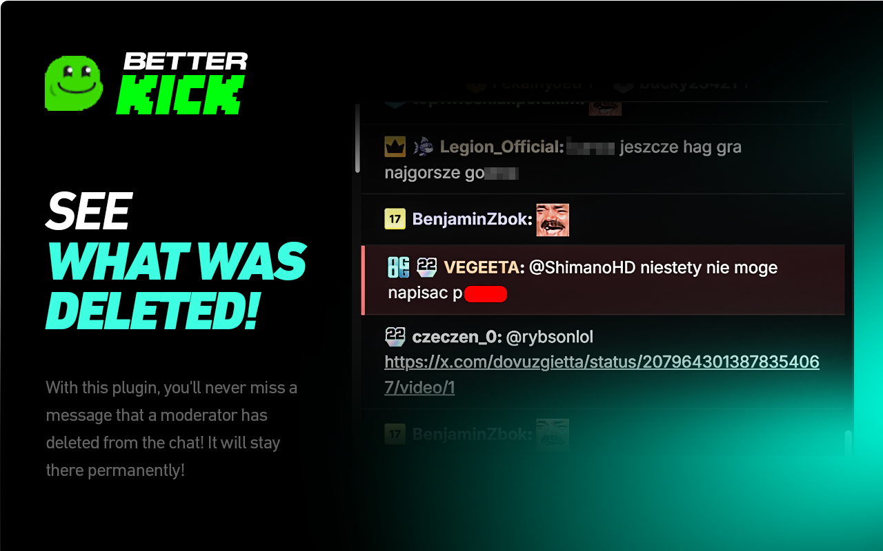 💚 BetterKick: Add-on – Chat History, Notices, Moderator Tweaks, Block Spam - 截图 5