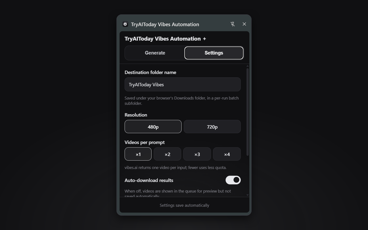 TryAIToday Vibes Automation - 截图 3