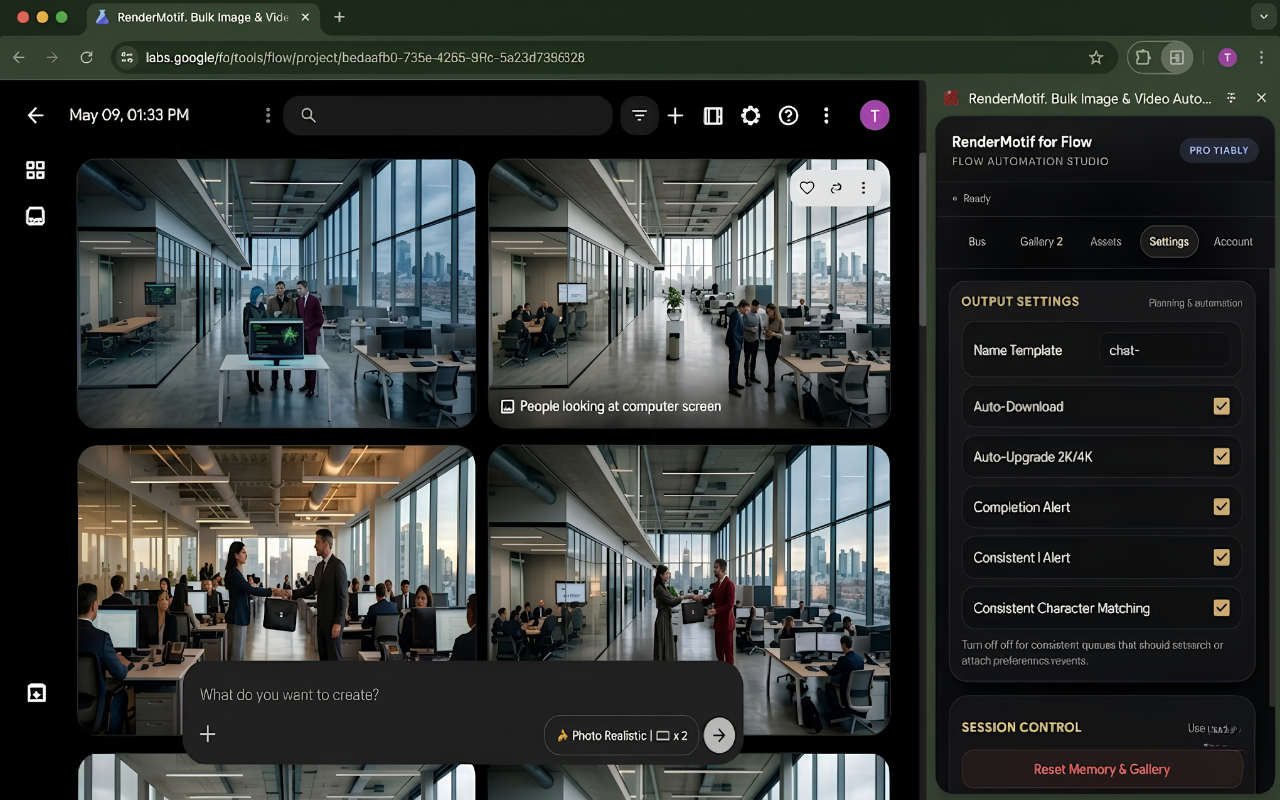 RenderMotif: Bulk Image & Video Automation for Flow - 截图 1