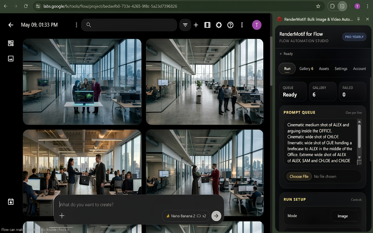 RenderMotif: Bulk Image & Video Automation for Flow - 截图 2