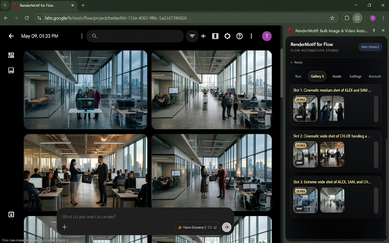 RenderMotif: Bulk Image & Video Automation for Flow - 截图 3