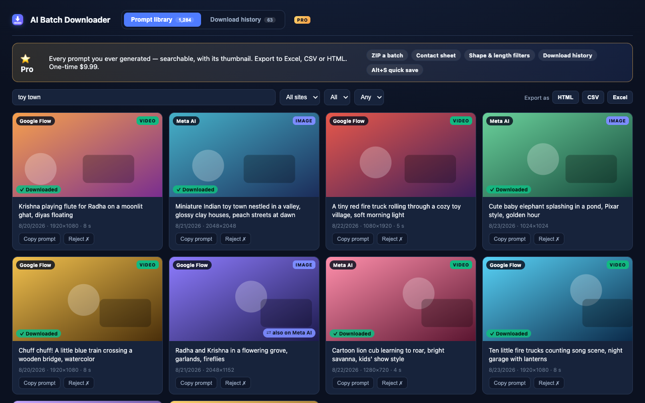 AI Batch Downloader — Flow, Meta AI & more - 截图 2