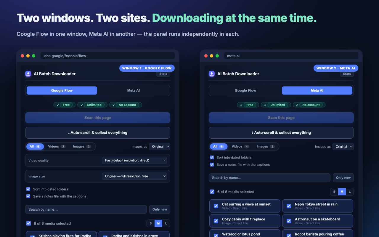 AI Batch Downloader — Flow, Meta AI & more - 截图 3